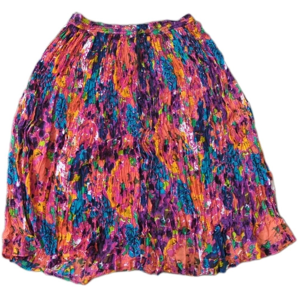 VTG SIMONIA OSFM Maxi Skirt 100% Cotton Gauzy Micro pleated Hippie Festival Boho